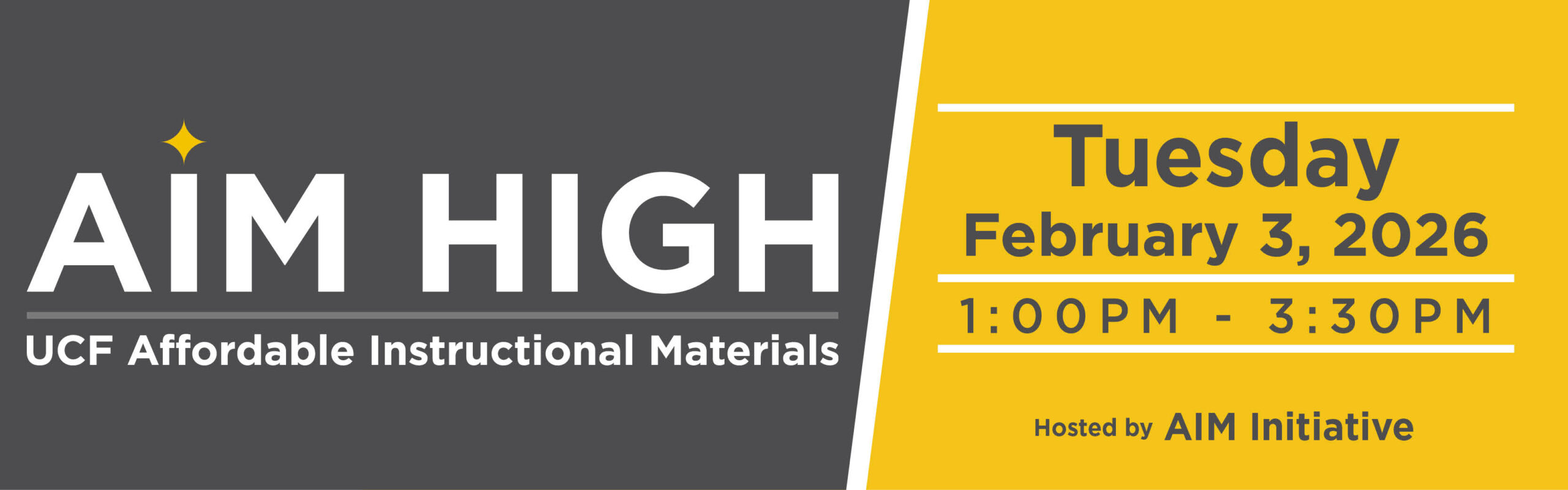 2026 AIM HIGH Event Banner - Tuesday, February 3, 2026, from 1:00 - 3:30