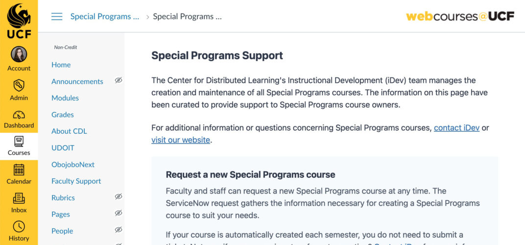 Special Programs Support tool