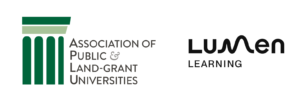 Logos: Association of Public & Land-Grant Universities, and Lumen Learning