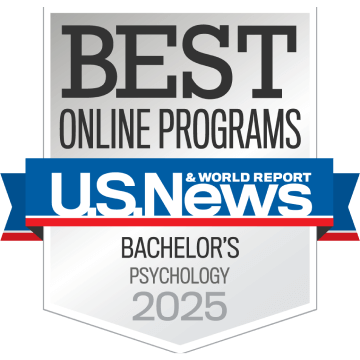 Badge: Best Online Programs; Bachelor's of Psychology 2025